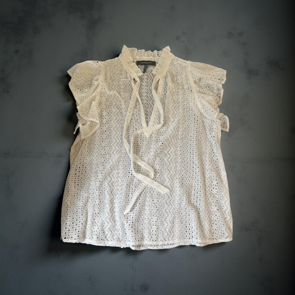 BCBG MAXAZRIA White Lace Blouse